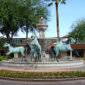 Large size stone carved and bronze horse water fountain for outside